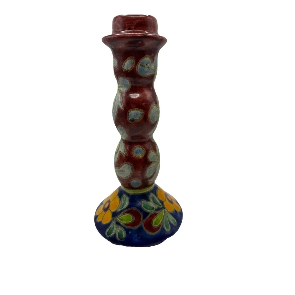Vintage Mexican Talavera Pottery‎ Decorative Candlestick 9.25